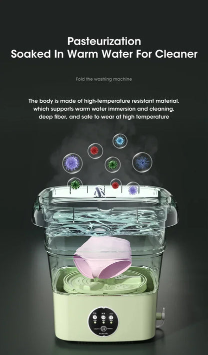 Mini Folding Washing Machine with Spin Dryer | Portable Laundry Washer for Underwear, Socks & Baby Clothes – Compact & Powerful