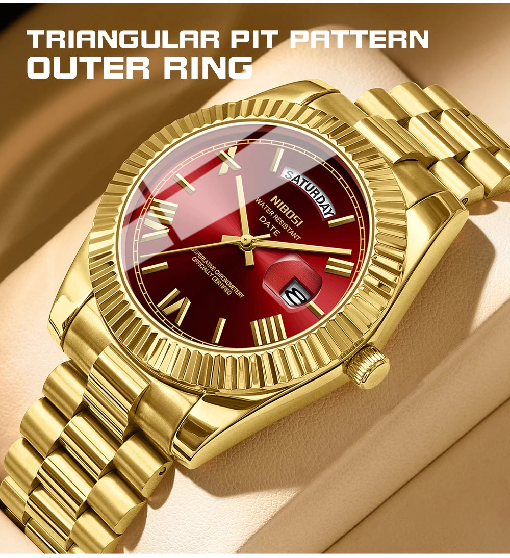 NIBOSI New Men Watch Brand Luxury Fashion Quartz Wristwatch Male Stainless Steel Waterproof Calendar Business Watches For Men