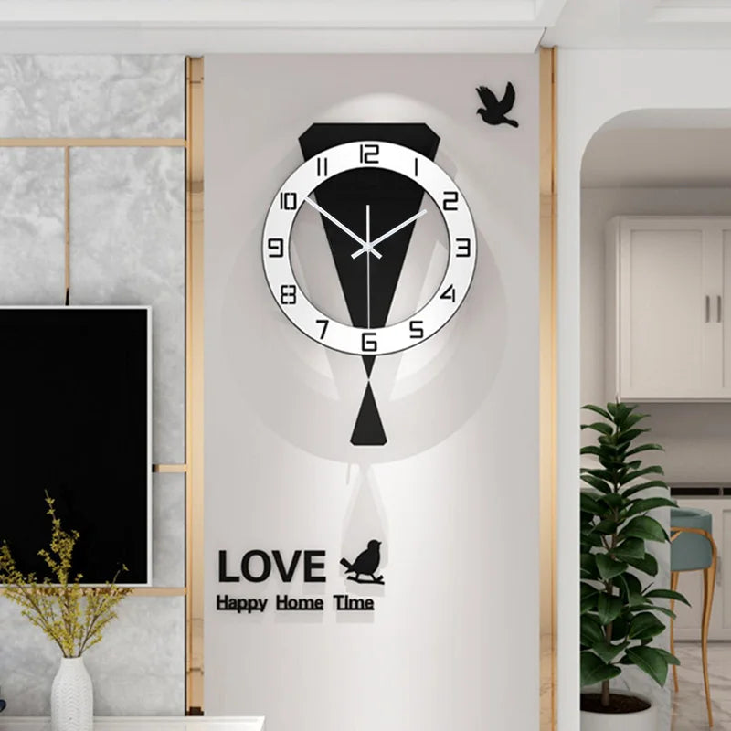 Luxury Swinging Wall Clock | Silent Pendulum Wall Hanging Clock for Living Room, Restaurant & Home Decoration