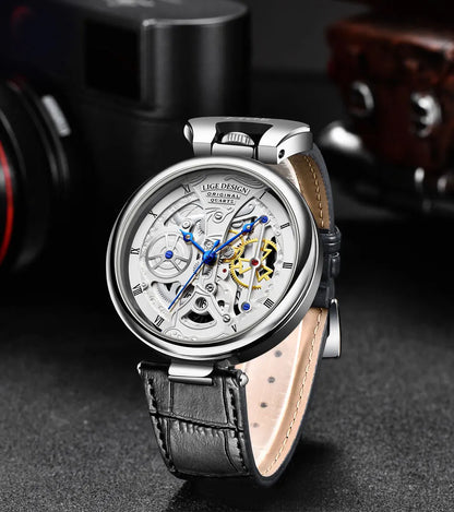 2025 LIGE Men Watches Top Brand Luxury Brown Leather Chronograph Sport Watch For Men Fashion Date Waterproof Clock Reloj Hombre