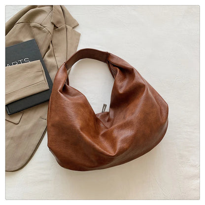 Big Black Shoulder Bags for Women Large Hobo Shopper Bag Solid Color Quality Soft Leather Crossbody Handbag Lady Travel Tote Bag