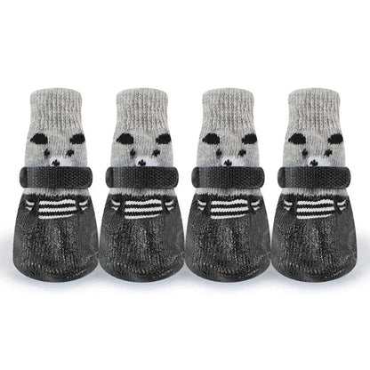 Autumn & Winter Pet Socks | Waterproof Non-Slip Knitted Dog & Cat Shoes – Warm Rubber Paw Protectors for Rain & Snow