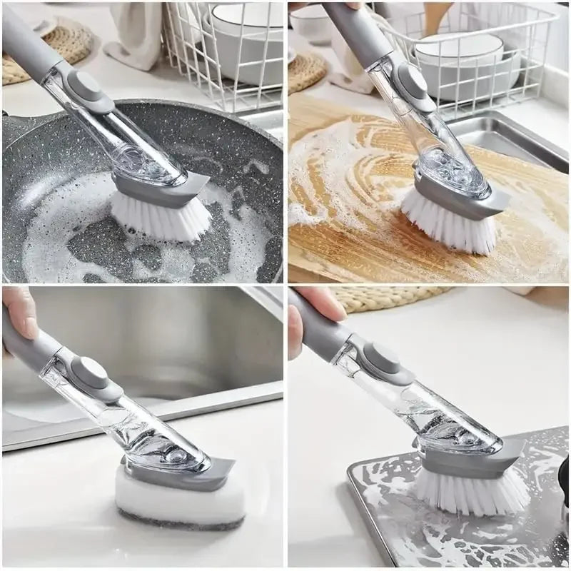 New Dishwand Set No-Scratch Soap Dishwashing Brush Scrubber Kitchen Cleaning Sponge Cleaning Brush for Pots Dishes Sink Comes