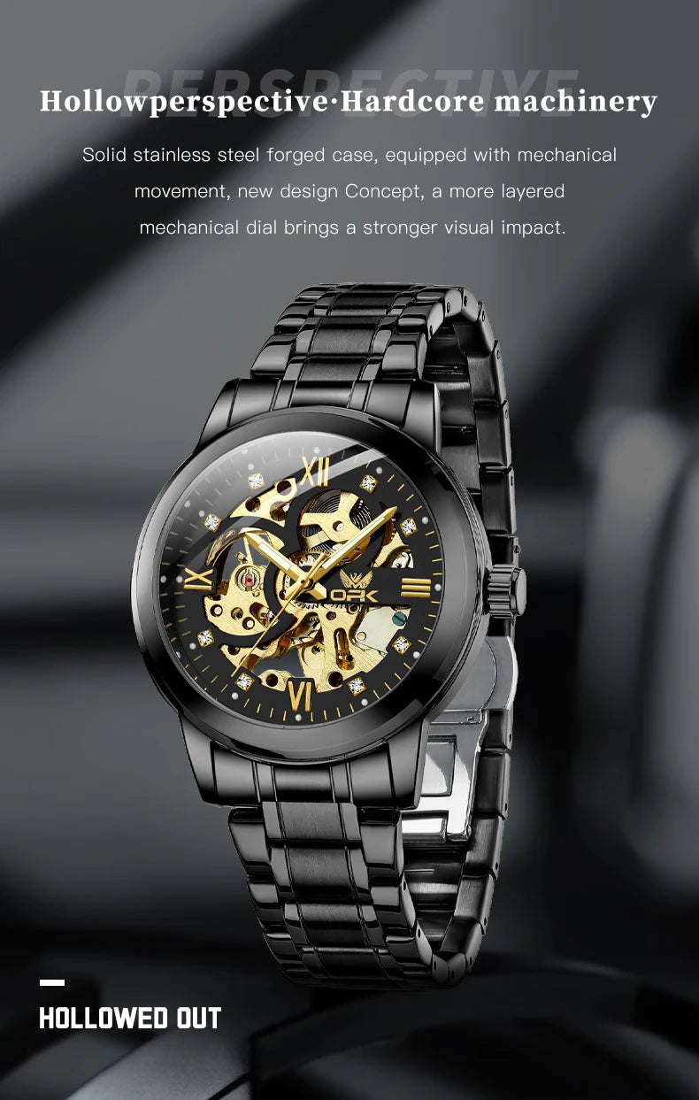 OPK 8165 Mens Watch Original Fashion Brand Luxury Watch Hollowing Watches For Men Waterproof Automatic Watch Mens Gifts Freebie