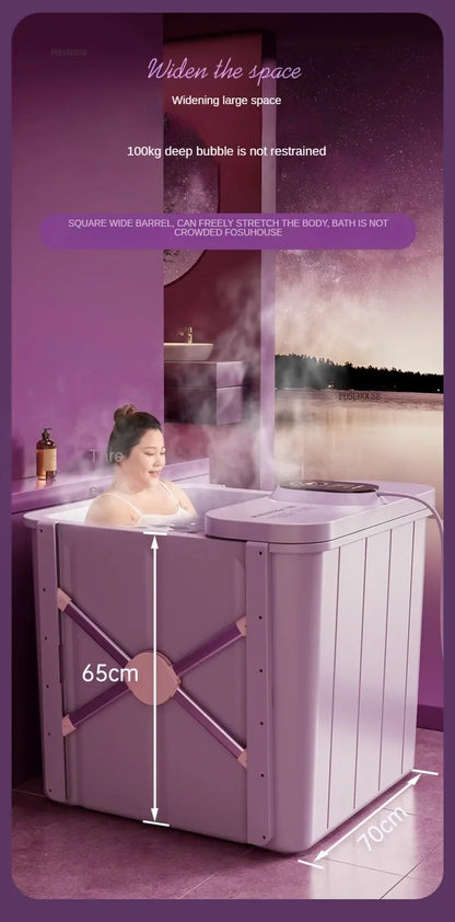 Villa Automatic Heating Folding Bath Bucket Full Body Sweat Steam Bath Barrel Constant Temperature Thickening Portable Bathtub H