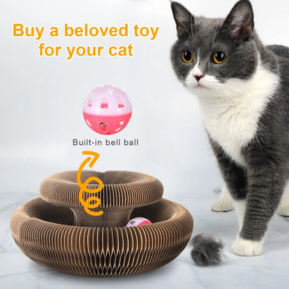 Magic Organ Cat Scratcher | Round Corrugated Scratch Board for Cats – Claw Grinding & Interactive Cat Toy