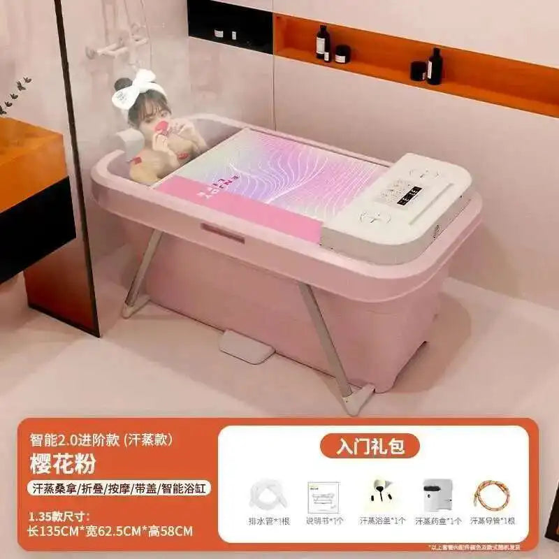 Automatic Foldable Spa Bathtub Heating Sweat Steaming Bathtub Comfortable Home Portable Bucket Adult Full Body Bath Bucket T