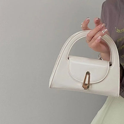 Ladies Flap Top-Handle Bags Versatile Commuter Crossbody Bag Fashion Retro Mini Bags Women Lock Shoulder Semi-circular Handbags