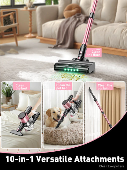 Cordless 10-in-1 Powerful Stick Vacuum Cleaner | 40Kpa 500W Rechargeable Vacuum for Home, Pet Hair & Carpet Cleaning