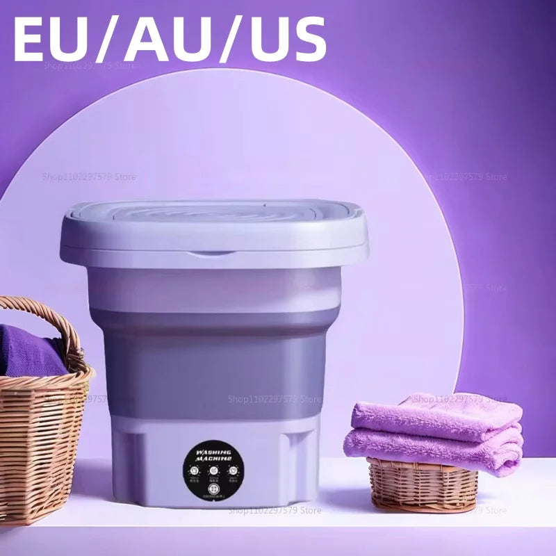 8L Portable Folding Washing Machine | Fully Automatic Mini Laundry Washer for Underwear, Baby Clothes & Dorm Use
