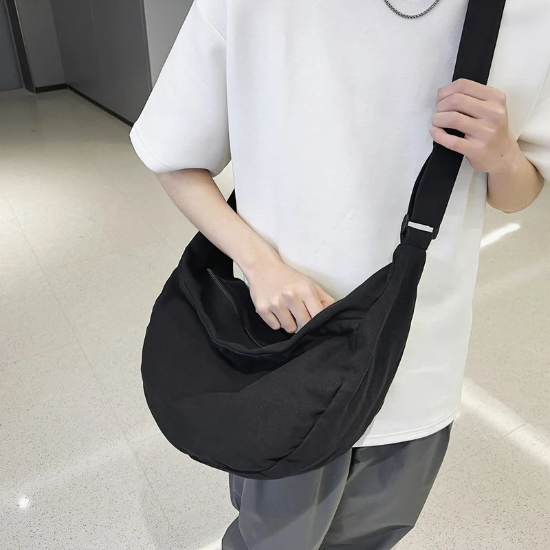 Solid Color Canvas Female Crossbody Bags For Women Large Capacity Shopping Messenger Bag Student Shoulder Bag Unisex School Bag