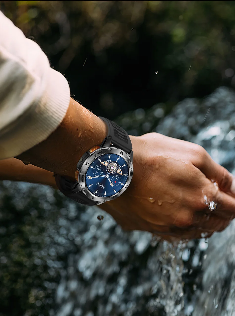 5ATM LED Flashlight Smart Watch Men 100+ Sports Modes Health Monitor Man Watches Bluetooth Call Men Smartwatches For Android ios