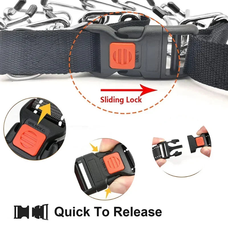 Dog Training Prong Collar | Quick Release Nylon Covered Spike Pinch Collar for Effective Pet Control