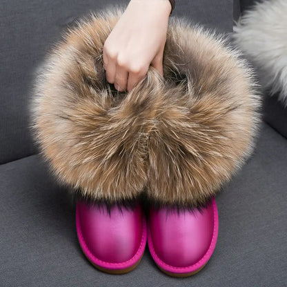 2024 Fur One Fox Hair Snow Boots Women'S Leather Low Short Tube Fashion Cowhide Snow Boots Women'S Short Boots