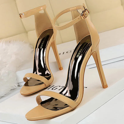 BIGTREE Shoes Summer Women Sandals Suede Hollow High Heels Stiletto Fashion Sandles Women Heels Ladies Shoes Women's Sandals