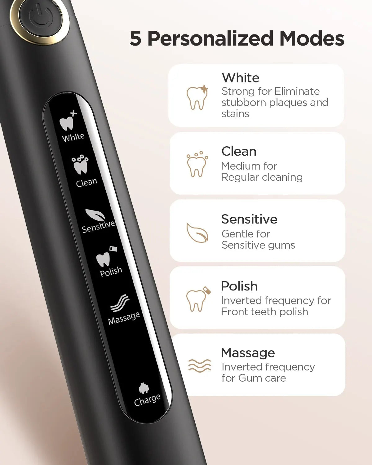 Fairywill FW-507 Electric Sonic Toothbrush | USB Rechargeable Waterproof Toothbrush with Replacement Heads for Adults