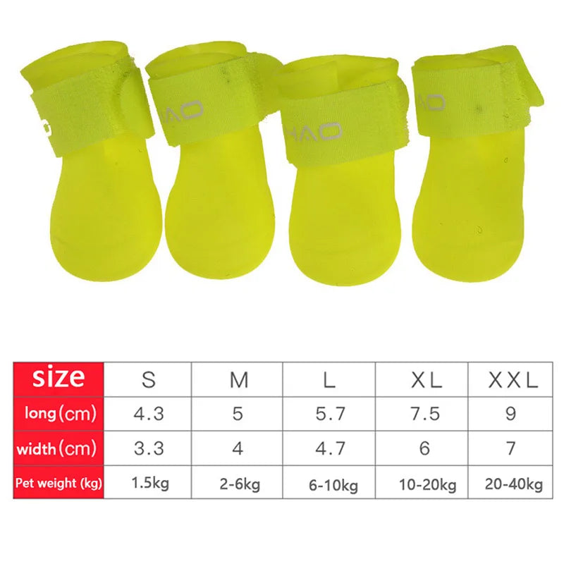 4PCS Waterproof Pet Rain Shoes | Anti-Slip Rubber Boots for Small, Medium & Large Dogs and Cats – Outdoor Paw Protection