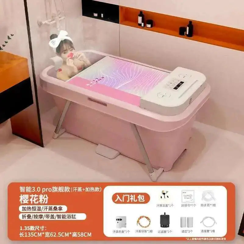 Automatic Foldable Spa Bathtub Heating Sweat Steaming Bathtub Comfortable Home Portable Bucket Adult Full Body Bath Bucket T