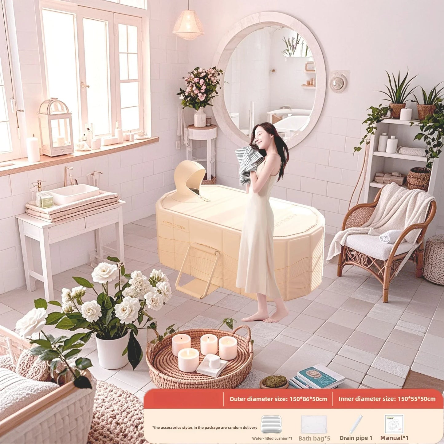 Folding Adult & Kids Bath Bucket | Portable Full-Body Bathtub for Home, Family & Couples