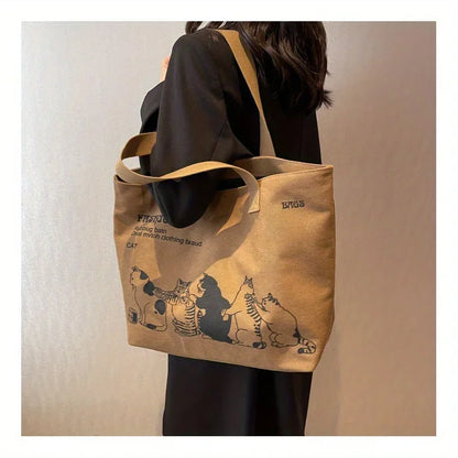 Women's Fashionable Canvas Tote Bag Spacious Durable Shoulder Bag with Zipper Closure Classic Design for Work