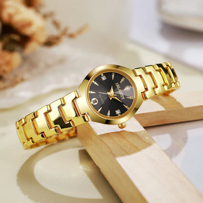 Luxury Women Watches Fashion Small Dial Quartz Watch Ladies Calendar Wristwatches Reloj Mujer（Without Box）