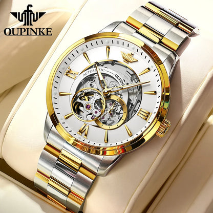 OUPINKE 3190 Hollow Automatic Mechanical Watch For Men Swiss Cerfiticate Brand Men's Watches Luxury Waterproof Man Hand Clock