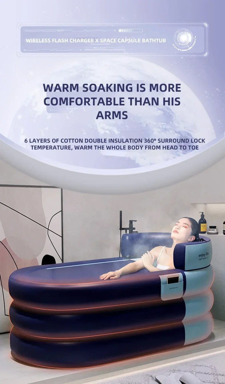 Soaking tub adult heightened PVC folding children's bath household inflatable bathtub adult bathing bucket thickened bathtub