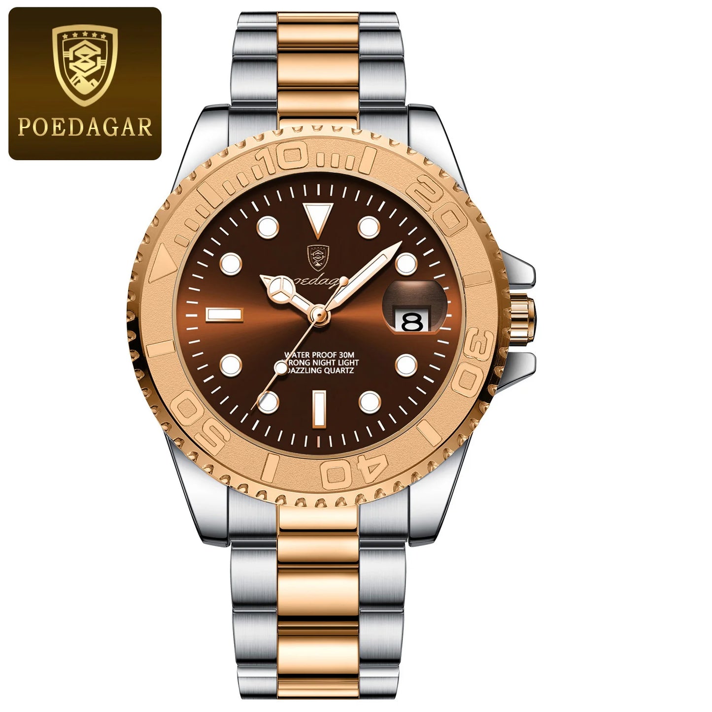 POEDAGAR Luxury Business Men Watch Waterproof Luminous Date Stainless Steel Men's Watches Military High Quality Quartz Man Watch