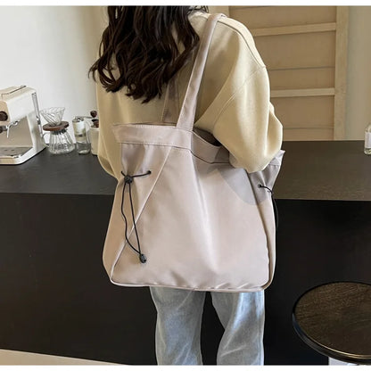 Casual Fashion Large Capacity Tote Bag Simple Travel Bag Women Large Shoulder Bag Aesthetic Handbags Drawstring Tote Handbag