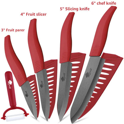 Ceramic Fruit Knife for Kitchen 3 4 5 6 inch Chef Knife with Sheath Utility Slicing Cooking Tool for Vegetable Rustproof Zirconi