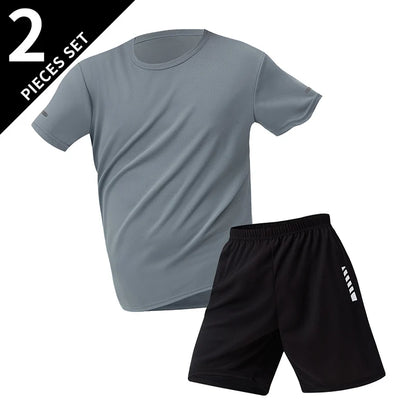 2/4/6 Pcs Plus Size Men's Quick-drying Short-sleeved Shorts Suit Men's Leisure Sports Running Fitness T-shirt Joker Shorts Teen