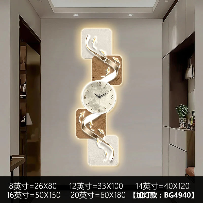 Modern Nine Fish LED Wall Clock | Artistic Silent Mural Clock with Luminous Design for Living Room & Home Decoration
