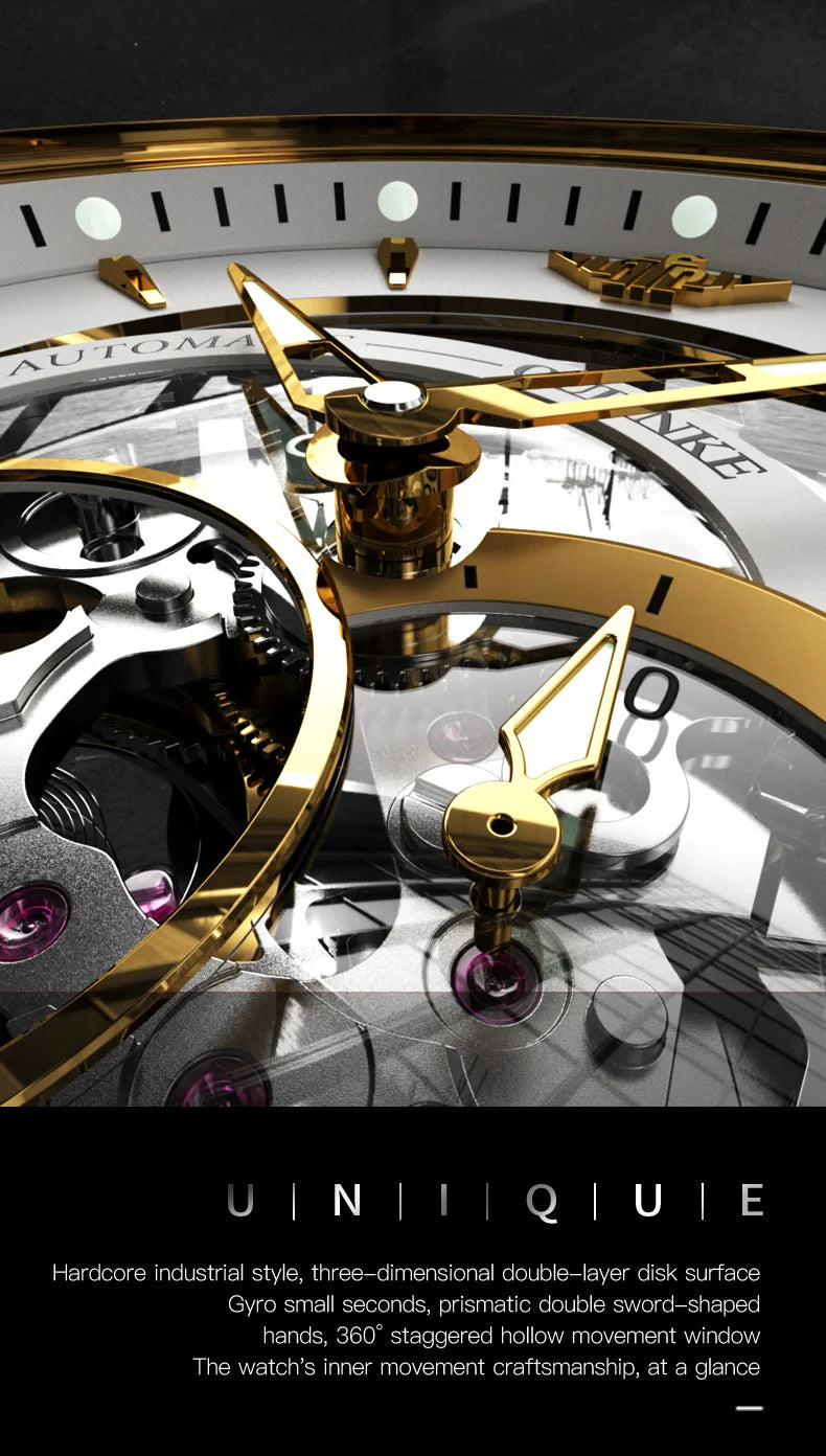 OUPINKE 3190 Hollow Automatic Mechanical Watch For Men Swiss Cerfiticate Brand Men's Watches Luxury Waterproof Man Hand Clock