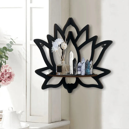 Wooden Lotus Hollow Wall Shelf | Aromatherapy Organizer & Essential Oil Candle Holder for Home Decoration