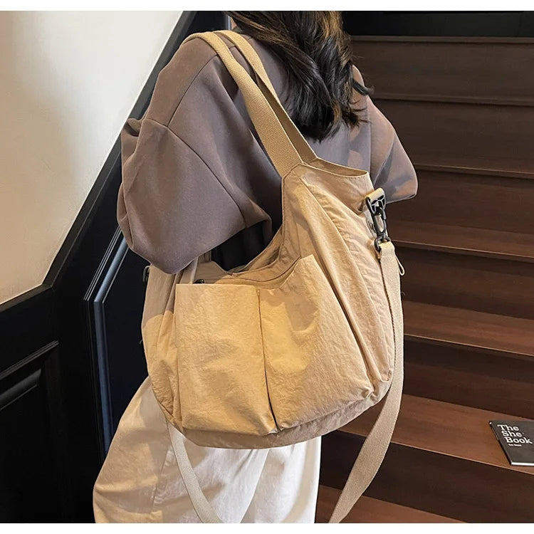 Summer New Large Capacity Crossbody Bag Nylon Fashionable Single Shoulder Handbag Women's Casual Tote Bag