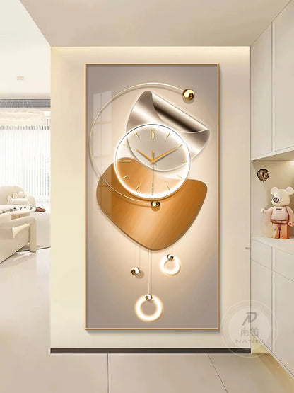 Modern Abstract Wall Clock | Silent Digital Hanging Clock for Living Room, Entrance & Corridor Wall Decoration