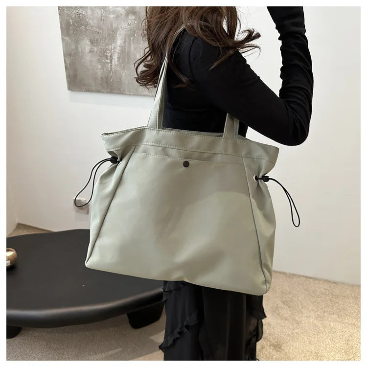 Casual Fashion Large Capacity Tote Bag Simple Travel Bag Women Large Shoulder Bag Aesthetic Handbags Drawstring Tote Handbag