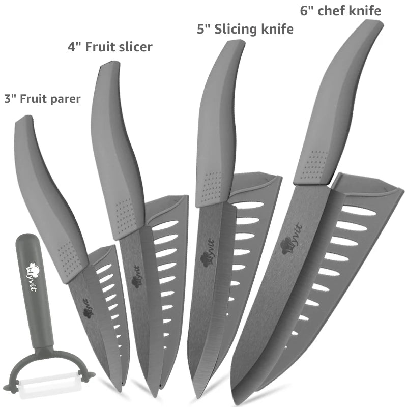 Ceramic Fruit Knife for Kitchen 3 4 5 6 inch Chef Knife with Sheath Utility Slicing Cooking Tool for Vegetable Rustproof Zirconi