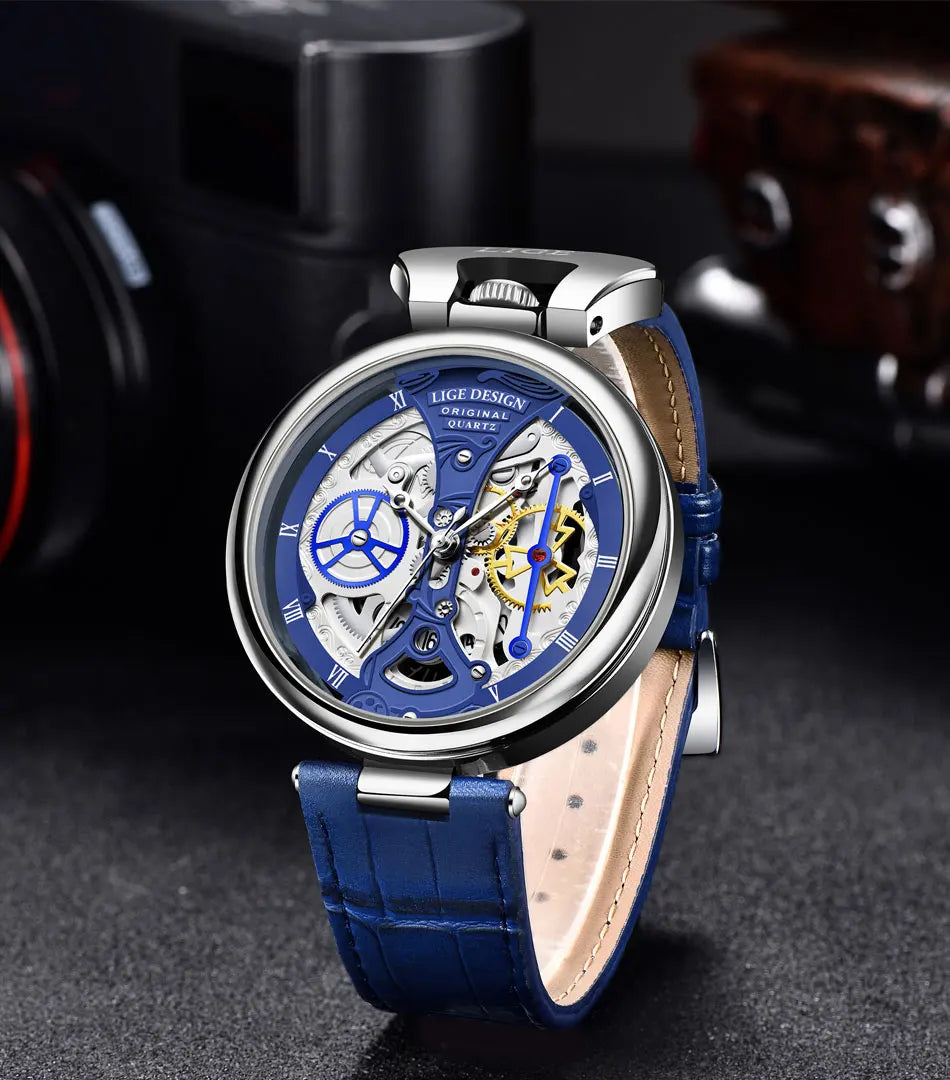 2025 LIGE Men Watches Top Brand Luxury Brown Leather Chronograph Sport Watch For Men Fashion Date Waterproof Clock Reloj Hombre