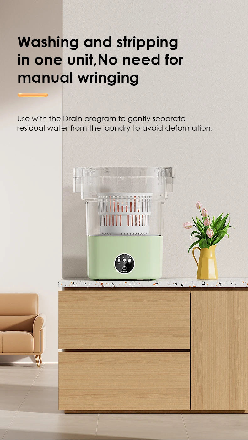 13L Portable Foldable Washing Machine with Spin Dryer for Socks Underwear Panties Washer Home Large Capacity Washing Machine