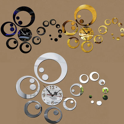 3D Acrylic Mirror Wall Clock | Modern Quartz Sticker Clock for Living Room & Home Decoration