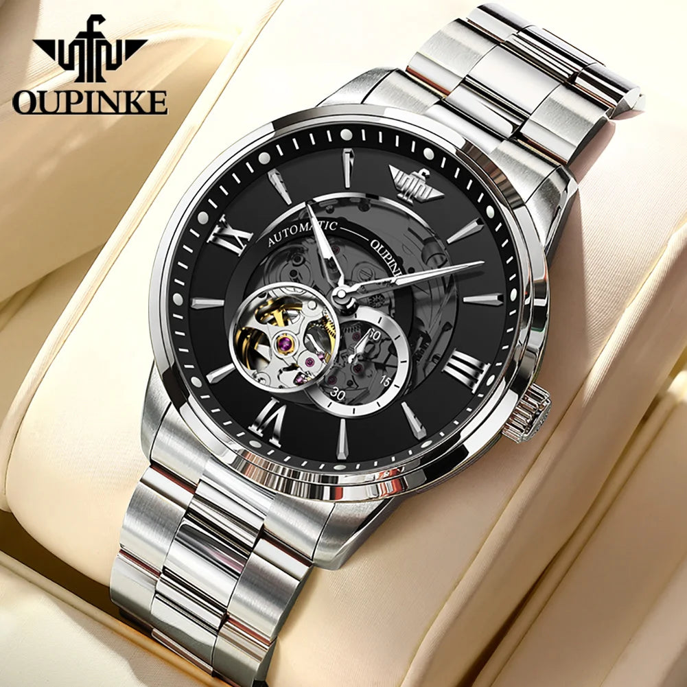 OUPINKE 3190 Hollow Automatic Mechanical Watch For Men Swiss Cerfiticate Brand Men's Watches Luxury Waterproof Man Hand Clock
