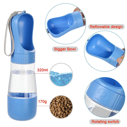 Portable Pet Water Bottle & Food Dispenser | Leak-Proof Travel Cup for Dogs & Cats – Food-Grade Material