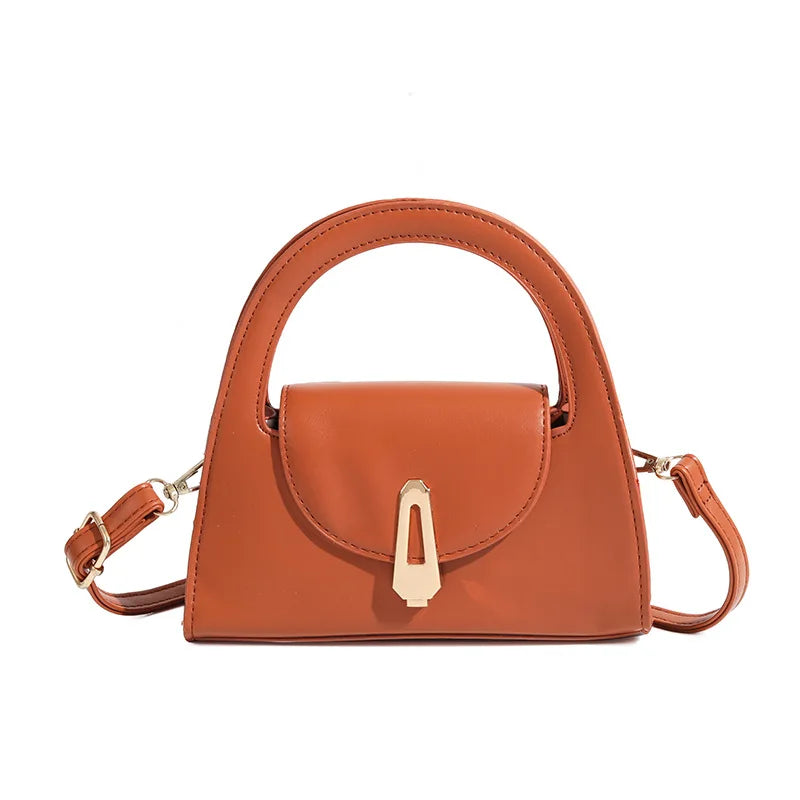Ladies Flap Top-Handle Bags Versatile Commuter Crossbody Bag Fashion Retro Mini Bags Women Lock Shoulder Semi-circular Handbags