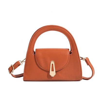 Ladies Flap Top-Handle Bags Versatile Commuter Crossbody Bag Fashion Retro Mini Bags Women Lock Shoulder Semi-circular Handbags