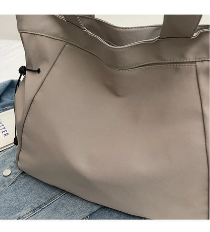 Casual Fashion Large Capacity Tote Bag Simple Travel Bag Women Large Shoulder Bag Aesthetic Handbags Drawstring Tote Handbag