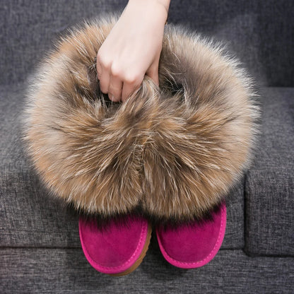 2024 Fur One Fox Hair Snow Boots Women'S Leather Low Short Tube Fashion Cowhide Snow Boots Women'S Short Boots