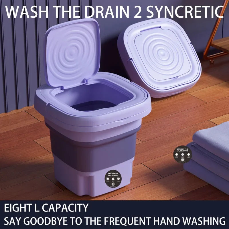 8L Folding Washing Machine Bucket for Clothes Socks Underwear Cleaning Washer Portable Small Travel Washing Machine EU/US Plug