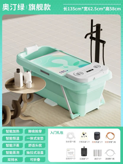 Folding Intelligent Bathtubs Adult Bath Bucket Household Full-body Sweat Steam Sauna Spa Dual-use Thickened Plastic Bath Barrel