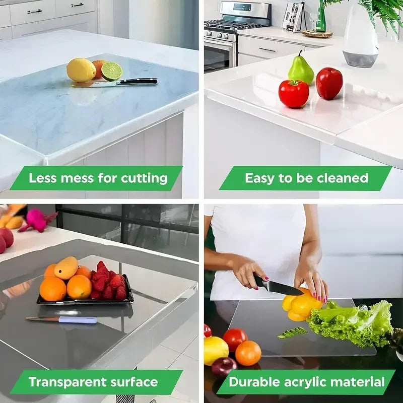 1pc Large Black /White Acrylic Cutting Board with Countertop Edge with Lip Edge - Hand Wash Only, - Ideal Gift for Parents